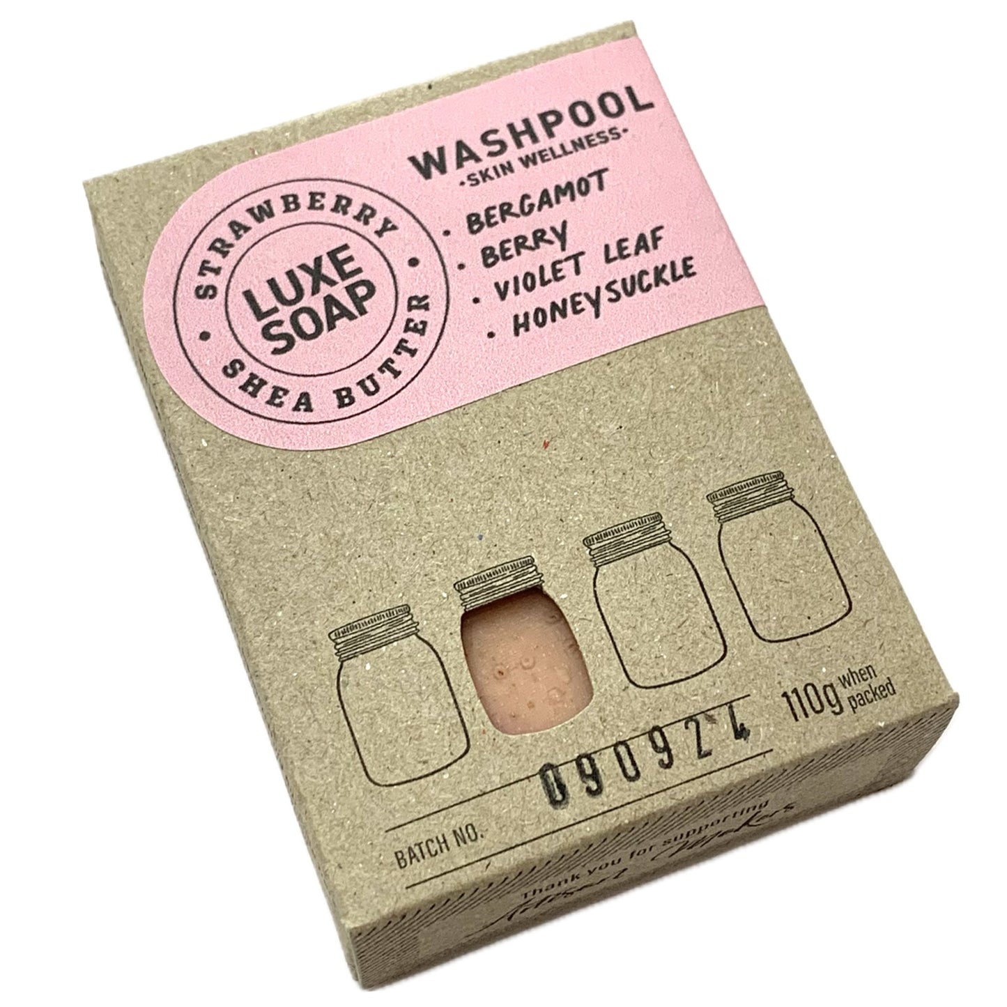 WASHPOOL SUPPLY CO- Strawberry Luxury Soap Bar with Bergamot, Berry, Violet Leaf, and Honeysuckle