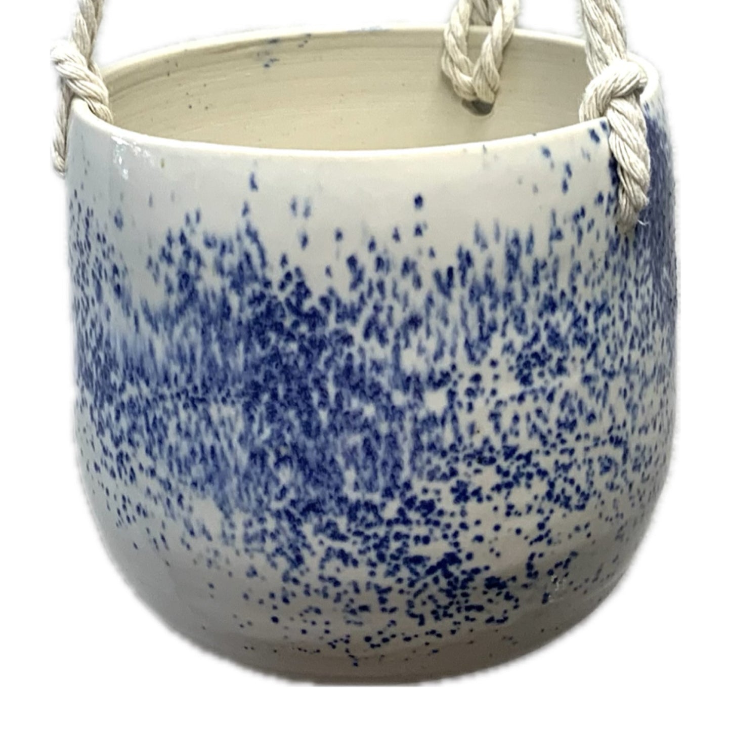 EARTH BY HAND- Blue & White Hanging Planter- #2