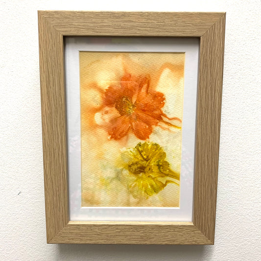 WILD BRASS- "Two Flowers"- BOTANICAL ECO DYED PAPER FRAMED ARTWORK