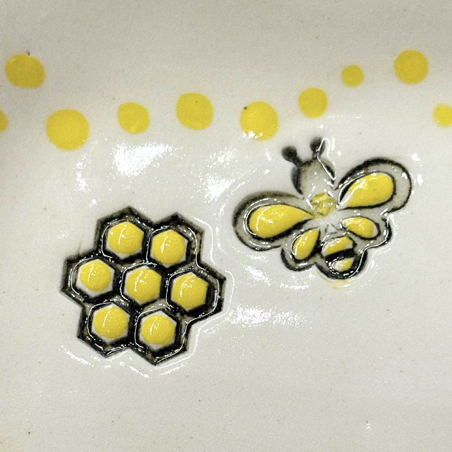 EARTH BY HAND- Rectangle "Bee" Platter- cream, yellow, black