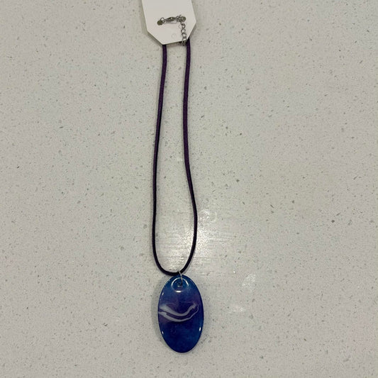 BRENDA STONE ART - Oval Ocean Pendant Suede 3