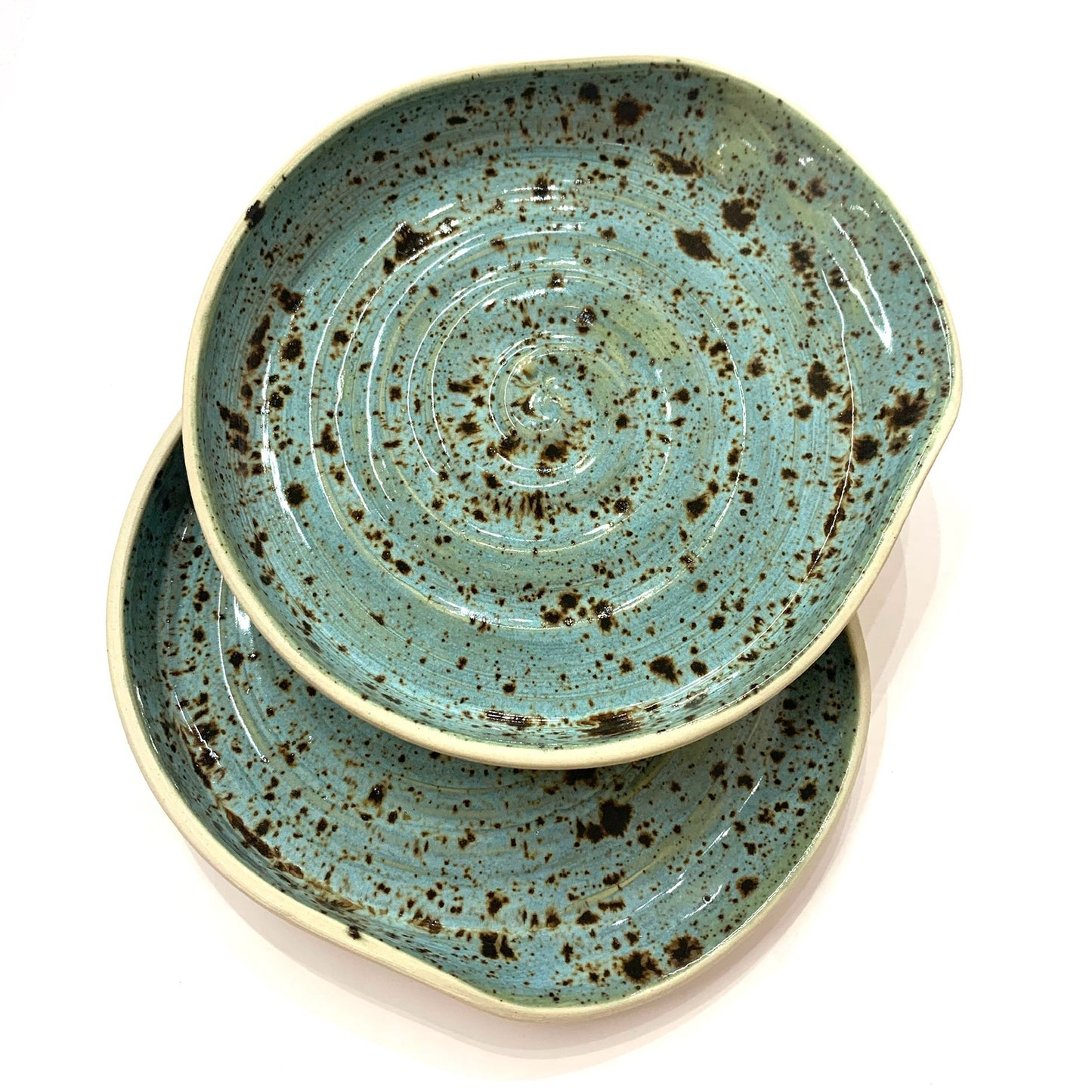 POTTERESS BY ALICIA - Spoon Rest - Blue with Brown Splash
