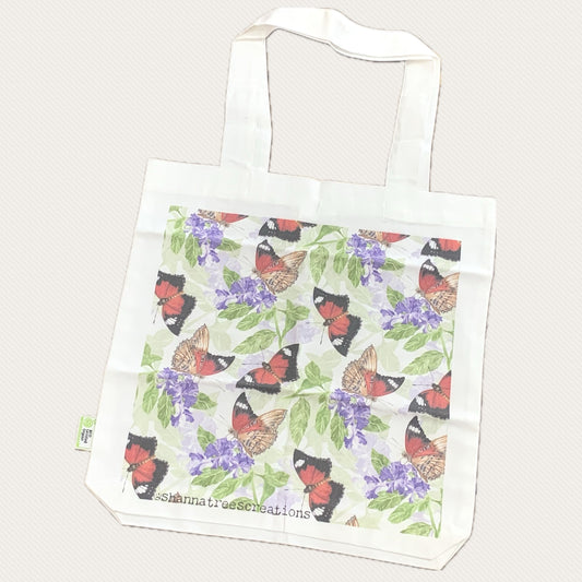 Shanna Trees Creations- "Red Lacewing Butterfly" Cotton Tote Bag