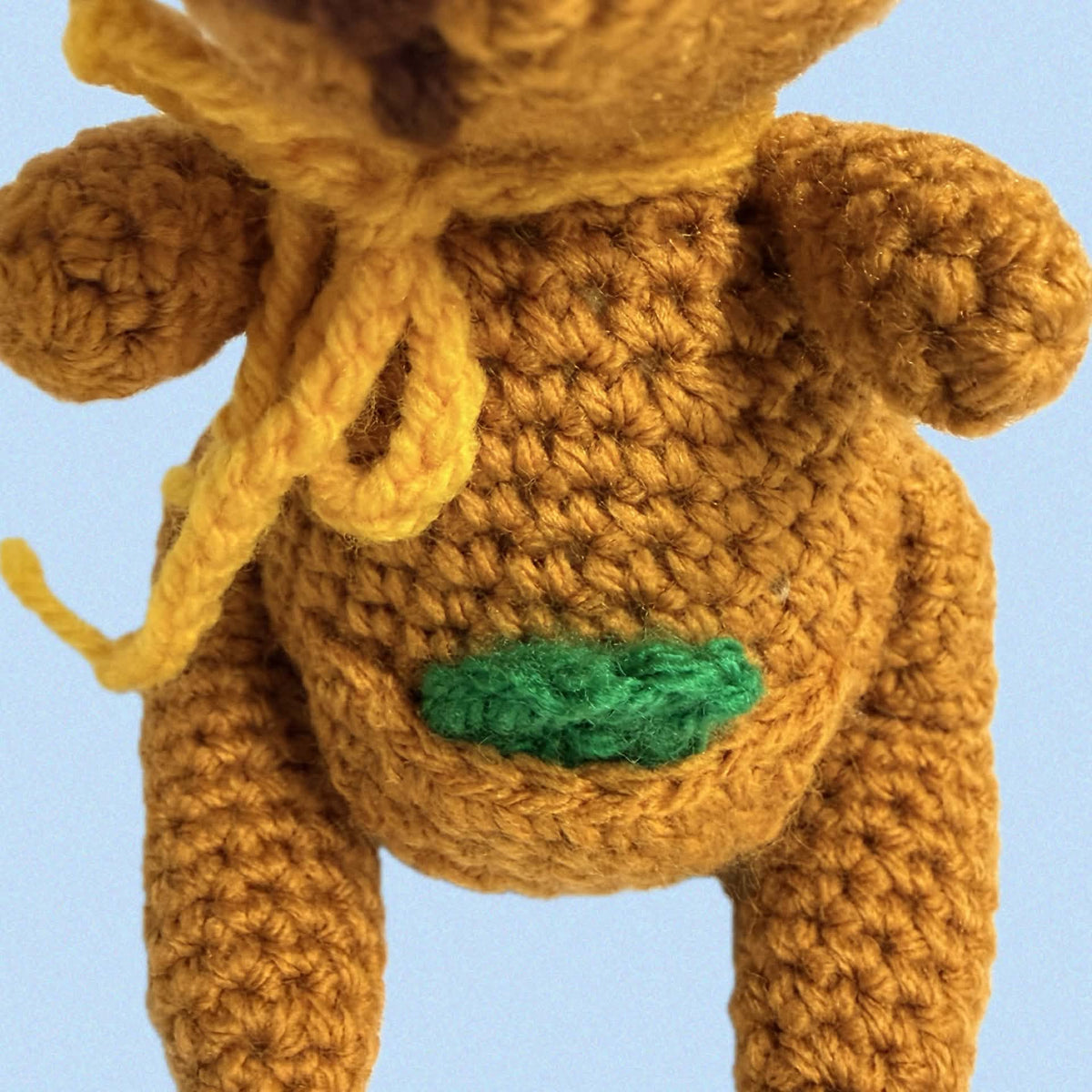 BEAKNITS- Crochet Kangaroo- Yellow Bow with Gum Leaf