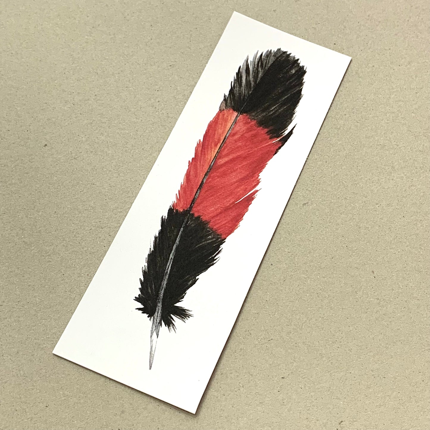 Shanna Trees Creations- "Cockatoo Feather: Red" Bookmark- White Paper