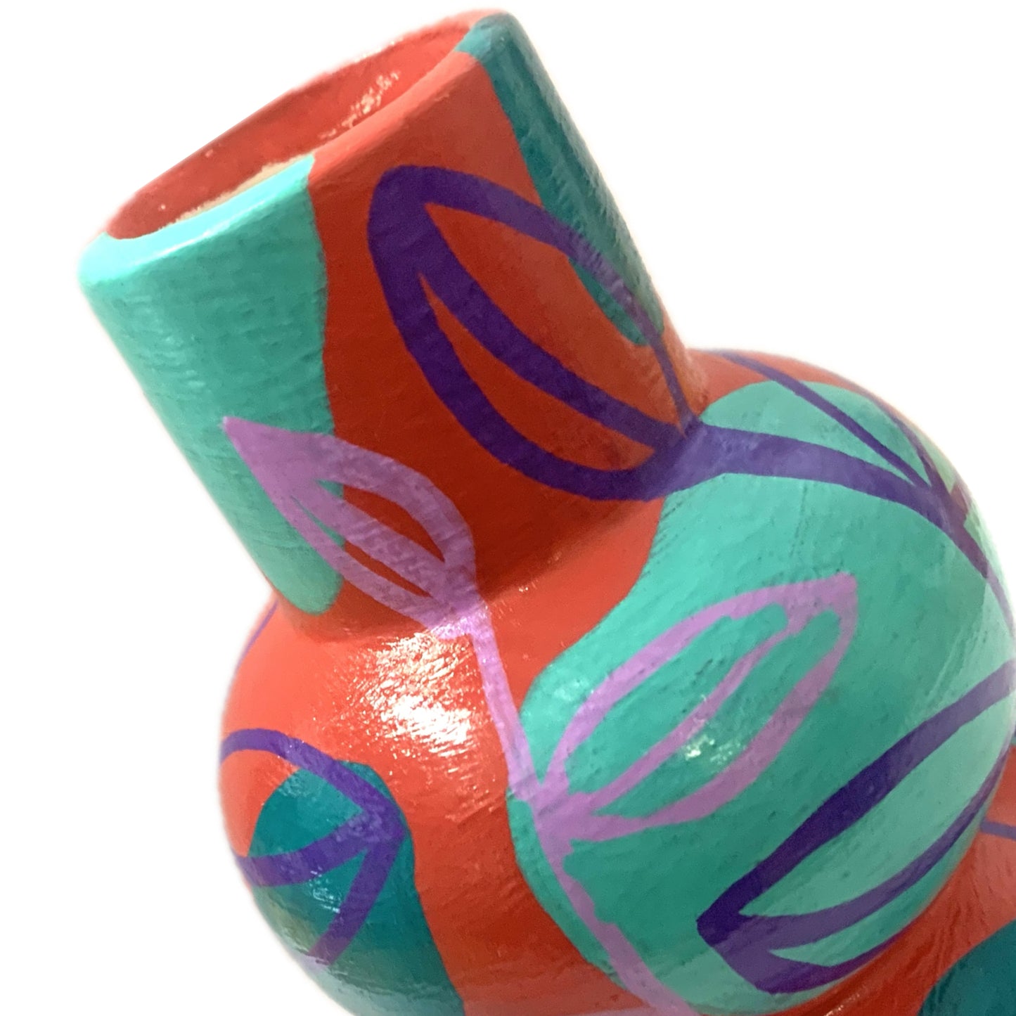 THIS BIRD HAS FLOWN - Small Vine Vase- Watermelon, Teal, Aqua & Purple- Decorative Only