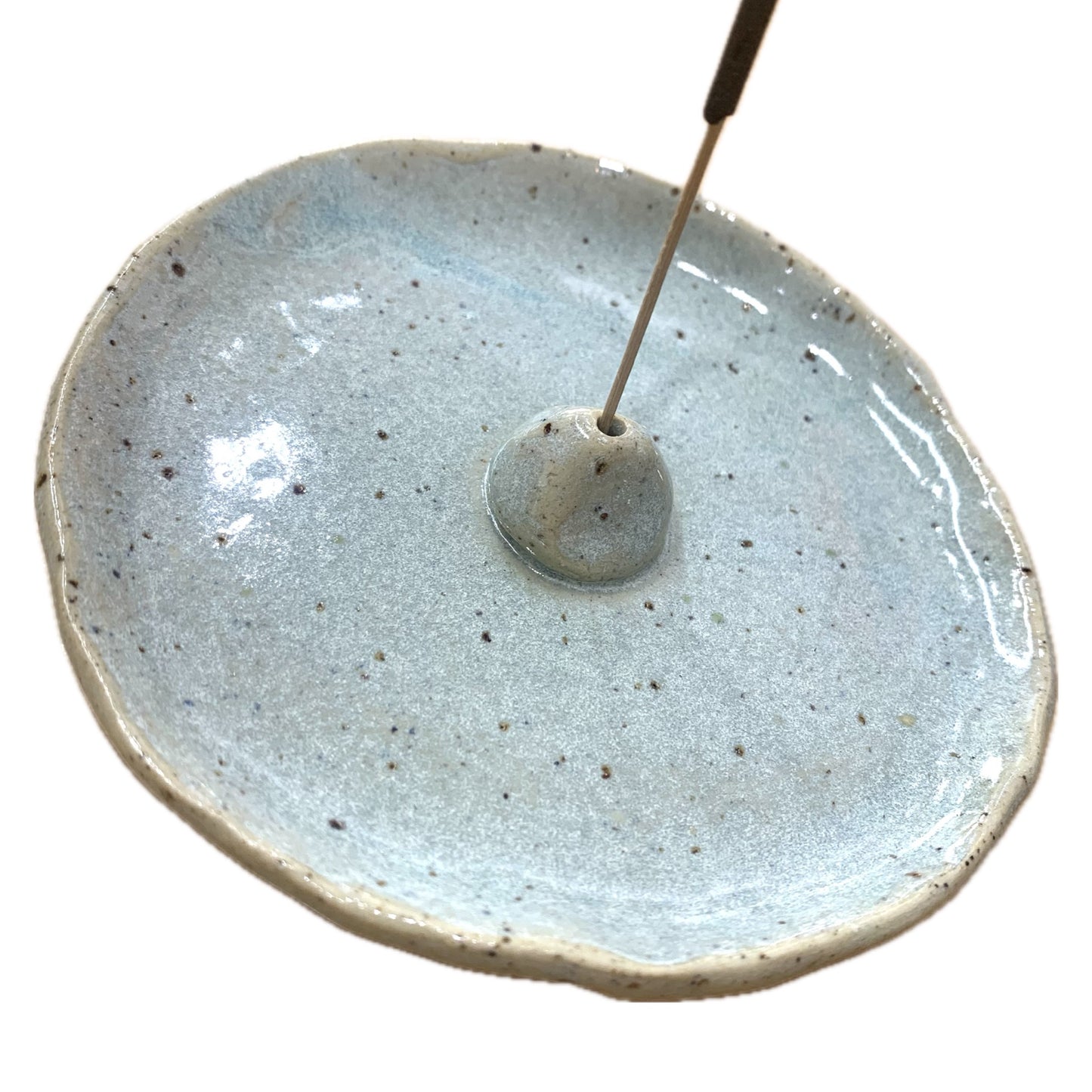 EARTH BY HAND- Hand Built Clay Incense Holders - Pale Blue + Free Incense Pack