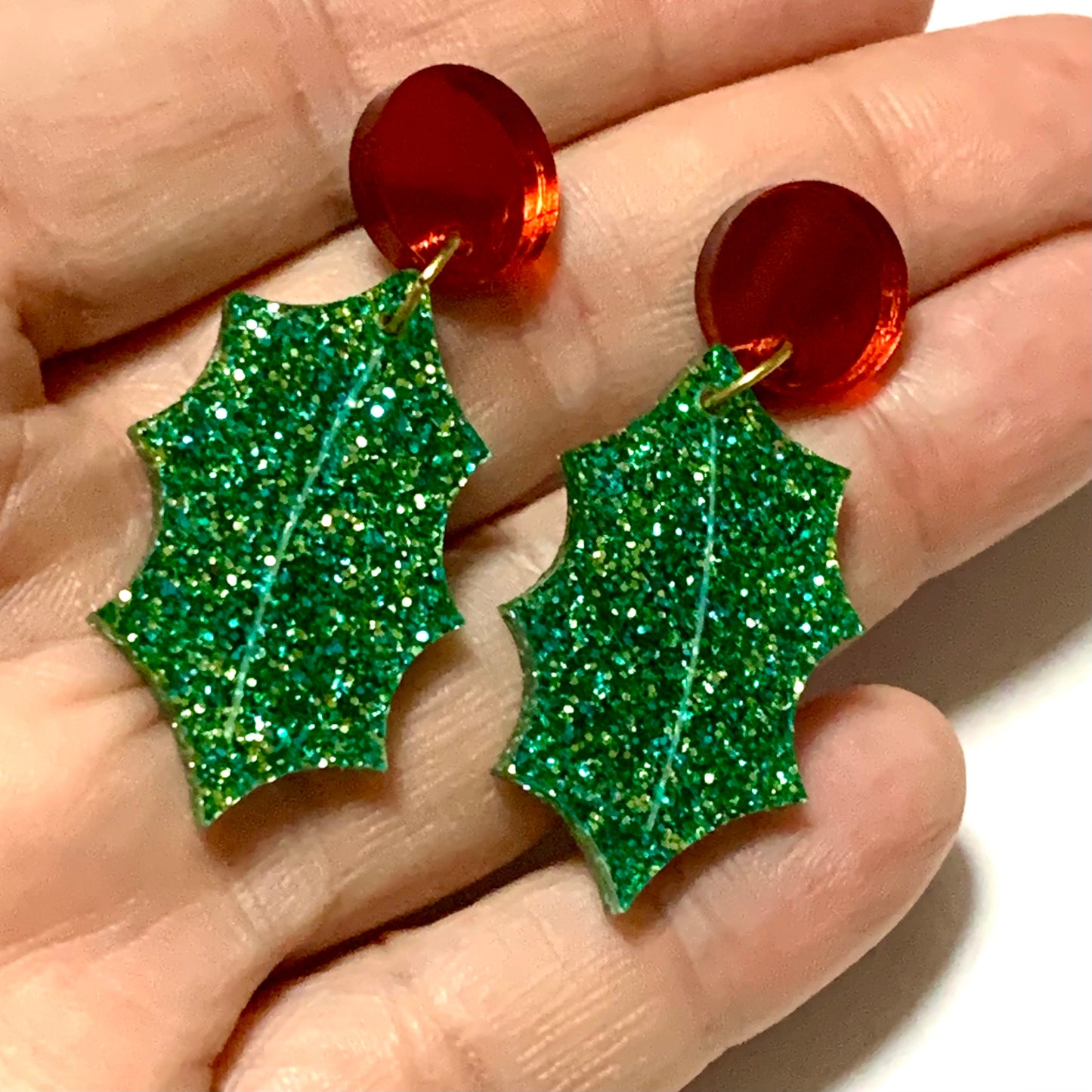 MAKIN' WHOOPEE - “Holly” CHRISTMAS SMALL STUD DANGLES