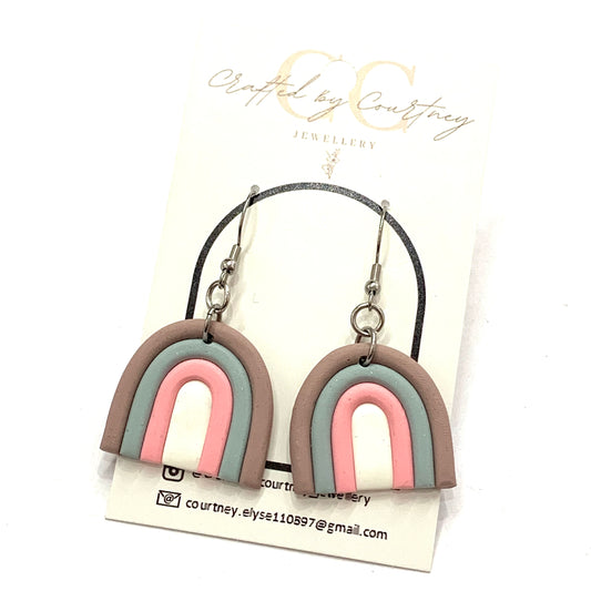 CRAFTED BY COURTNEY- Pastel Rainbow Hook Earrings