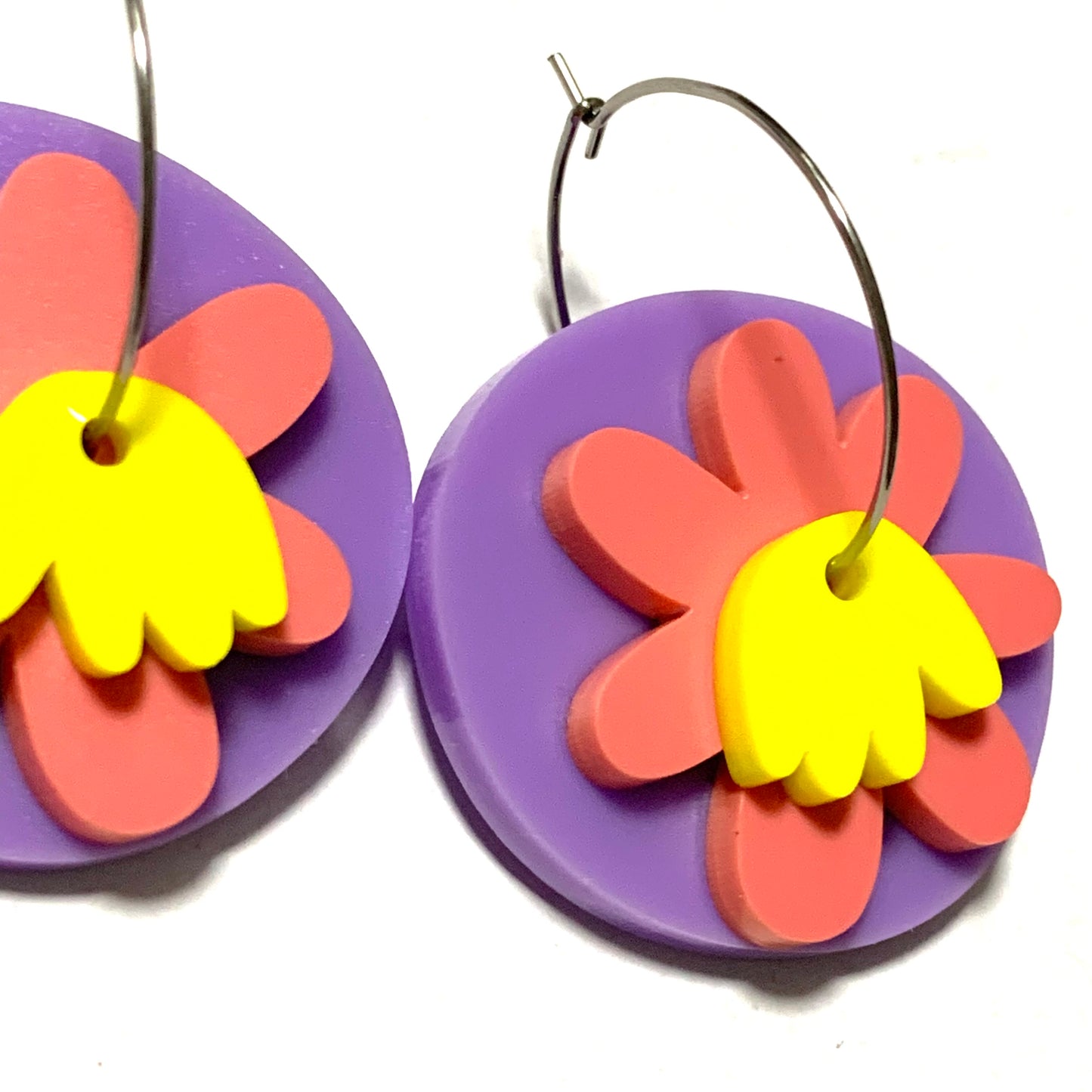 MAKIN' WHOOPEE - "Floral Pop" - Stacker Hoop Dangles- Lemon, Raspberry & Lavender