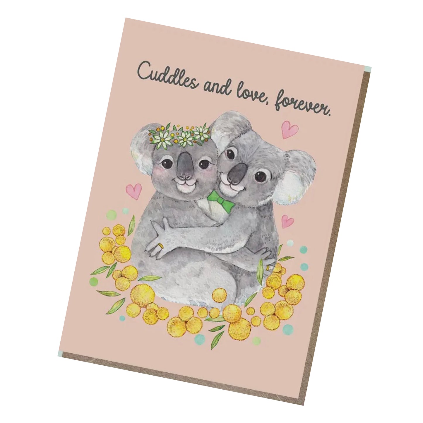 WATERCOLOURS BY CAT- "Cuddles and Love Forever"- Koala Wedding Card