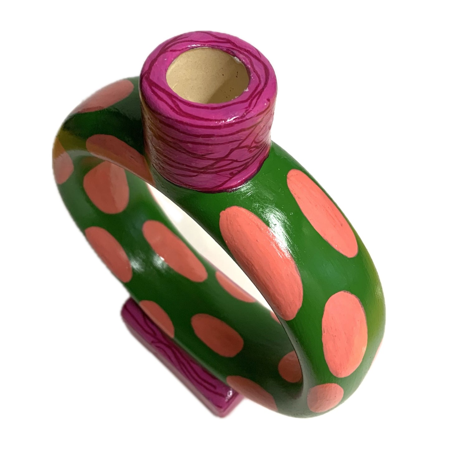 MAKIN' WHOOPEE - Ring Candle Holder- Green, Magenta & Peach Mushie- Candle Included