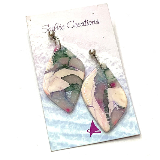 Sailvie Creations - Diamond Marbled Ball Stud Dangle Earrings