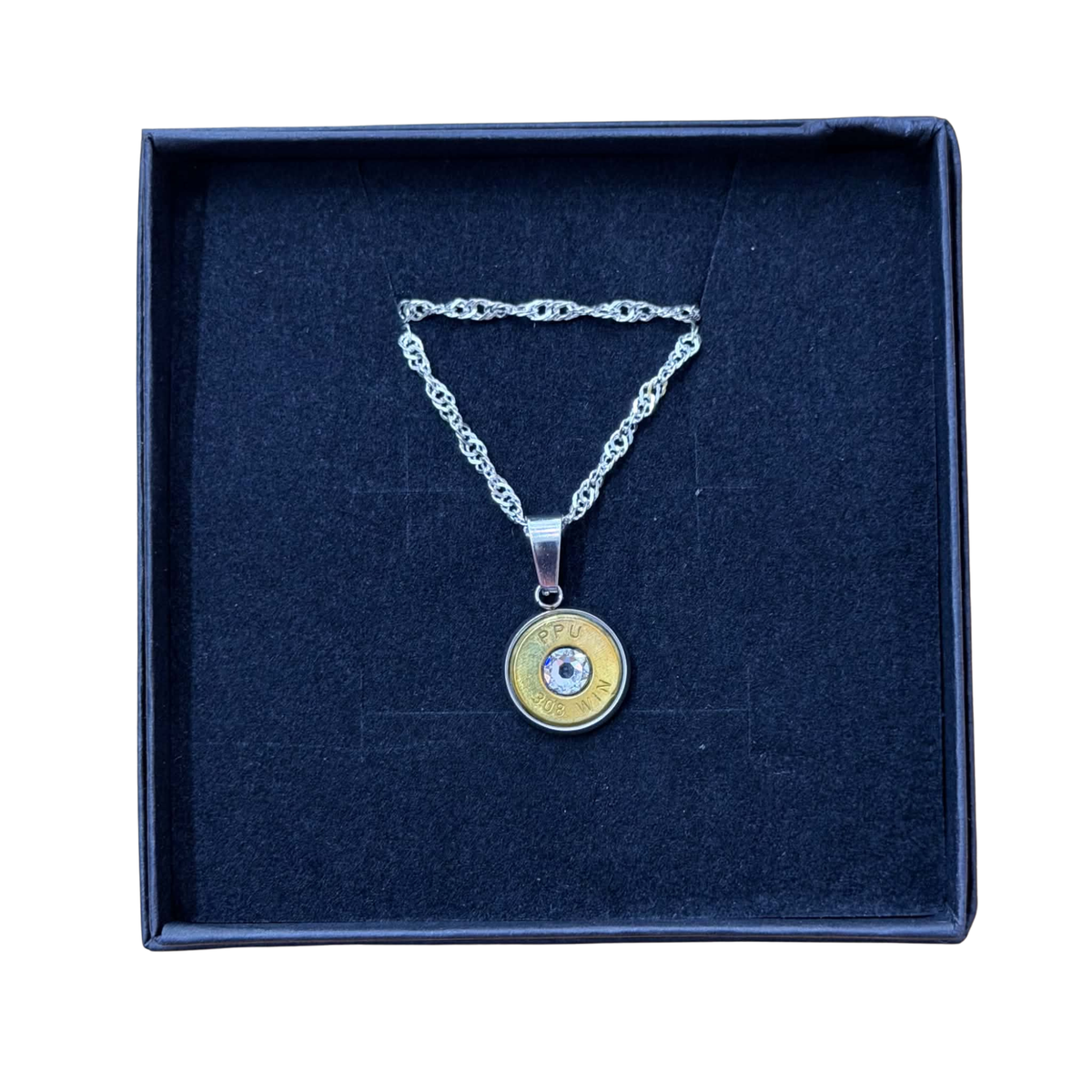 WILD BRASS- Pendant Necklace with Clear Swarovski Crystals
