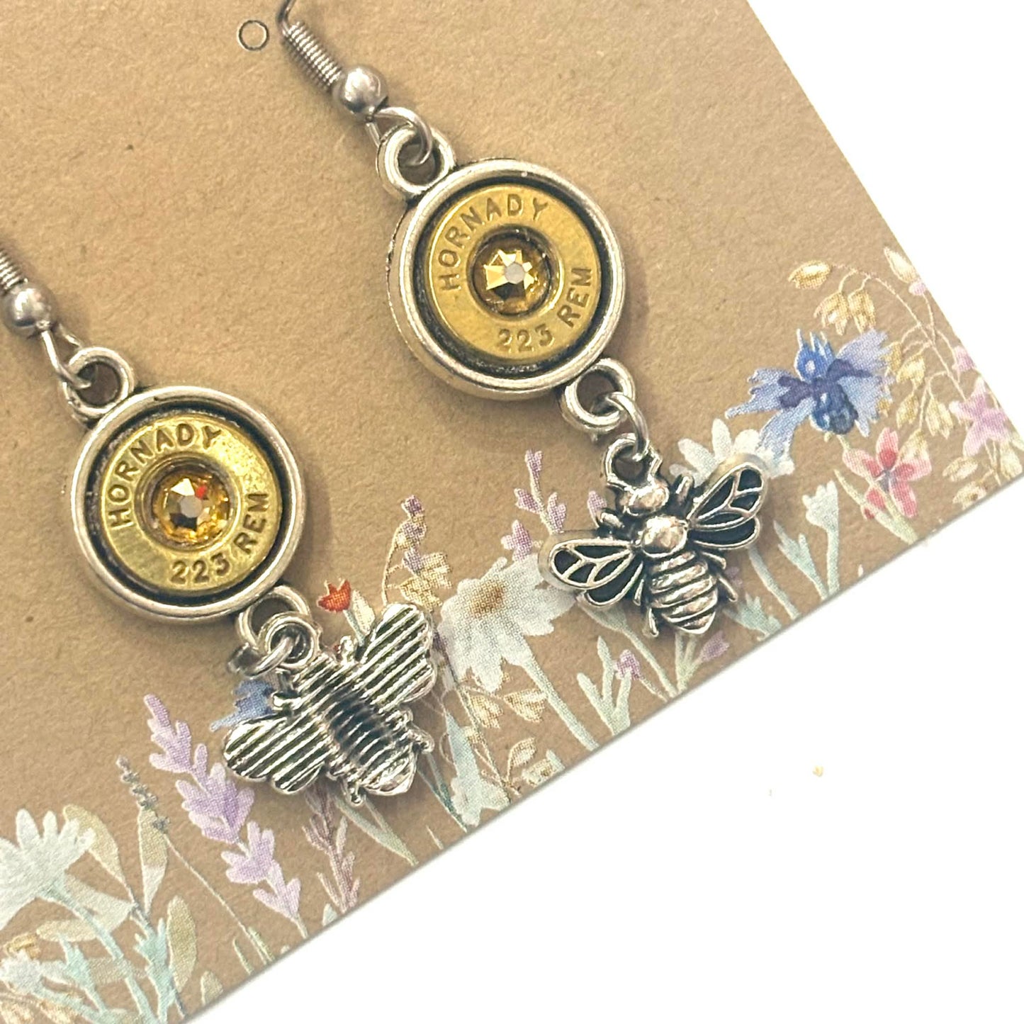 WILD BRASS- Charm Drops- Bee with Champagne Swarovski Crystals (Copy)
