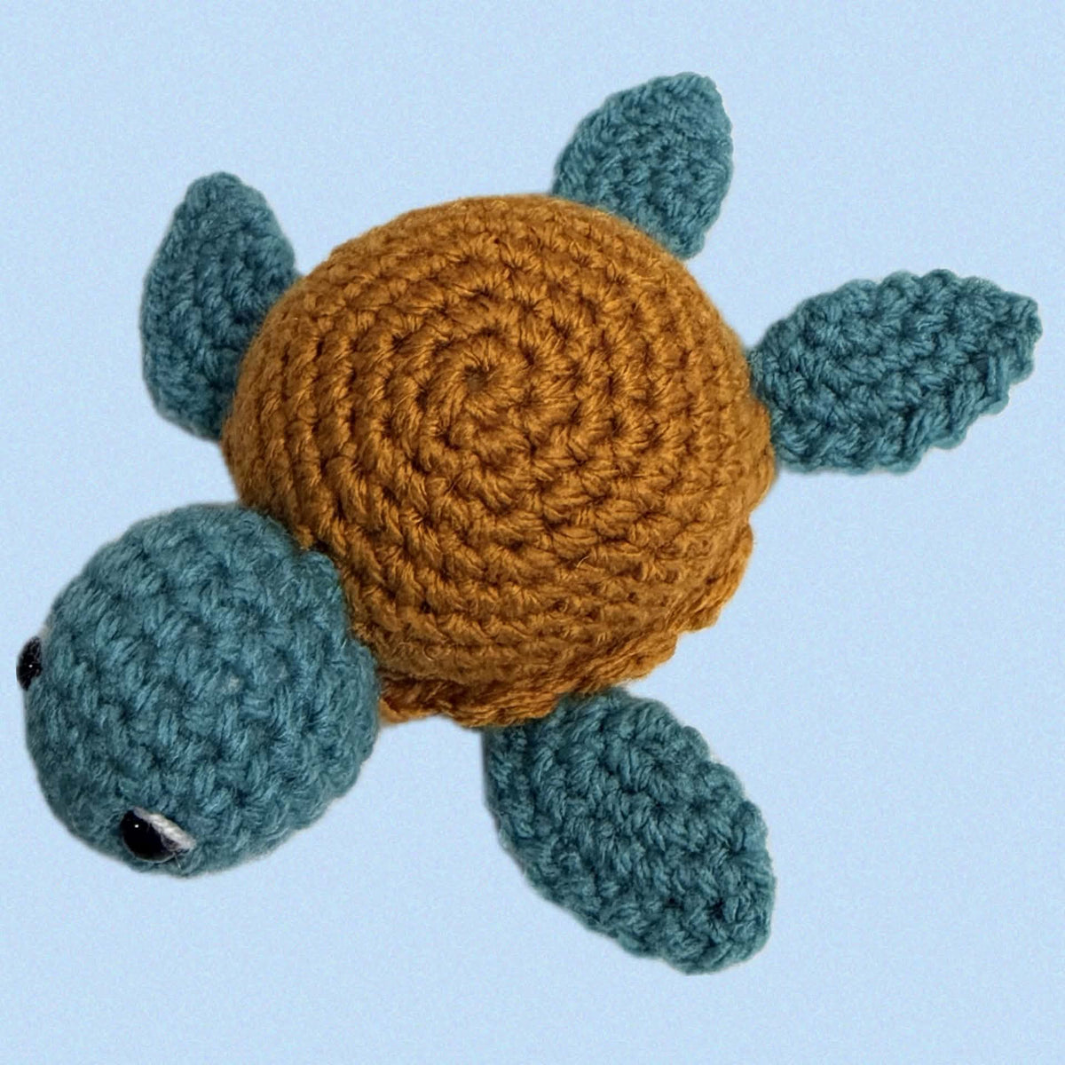 BEAKNITS-Crocheted Turtle - Rust Shell (sage)