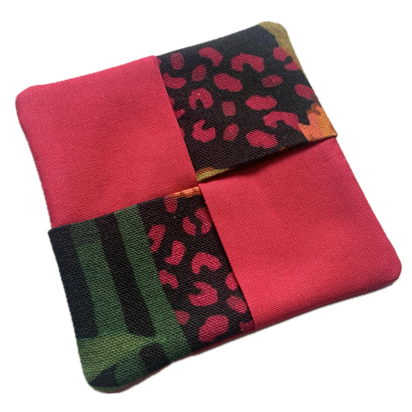MUMMA WHOOPEE- SINGLE WINE GLASS SLIPPER/COASTERS- Jungle Cats & Fuschia