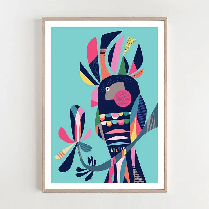 3 BIRDIES STUDIO- "Black Cockatoo" A4 Art Print
