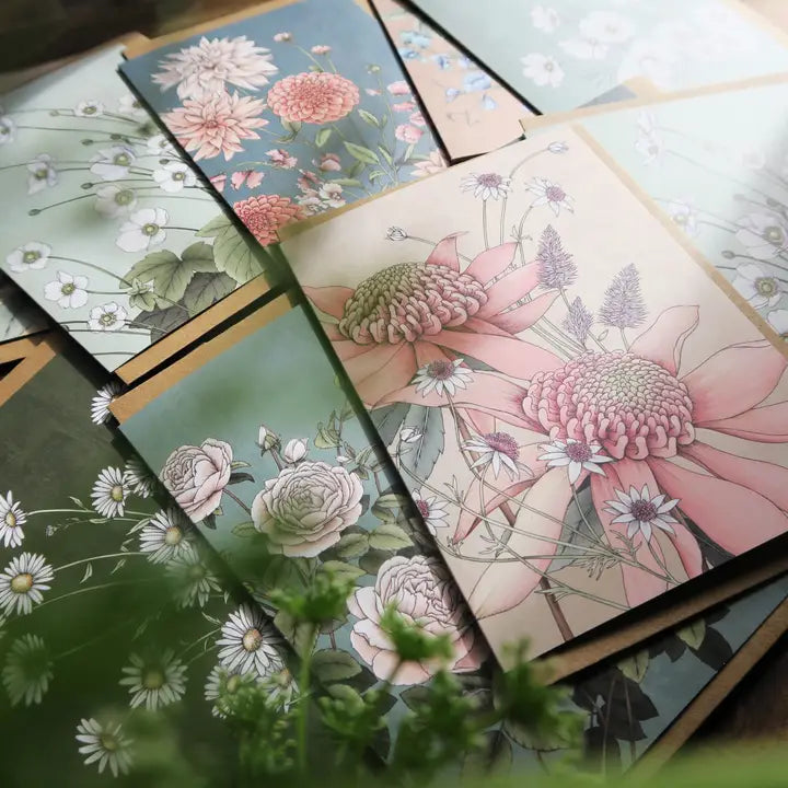 TYPOFLORA - "Pink Waratah" GREETING CARD