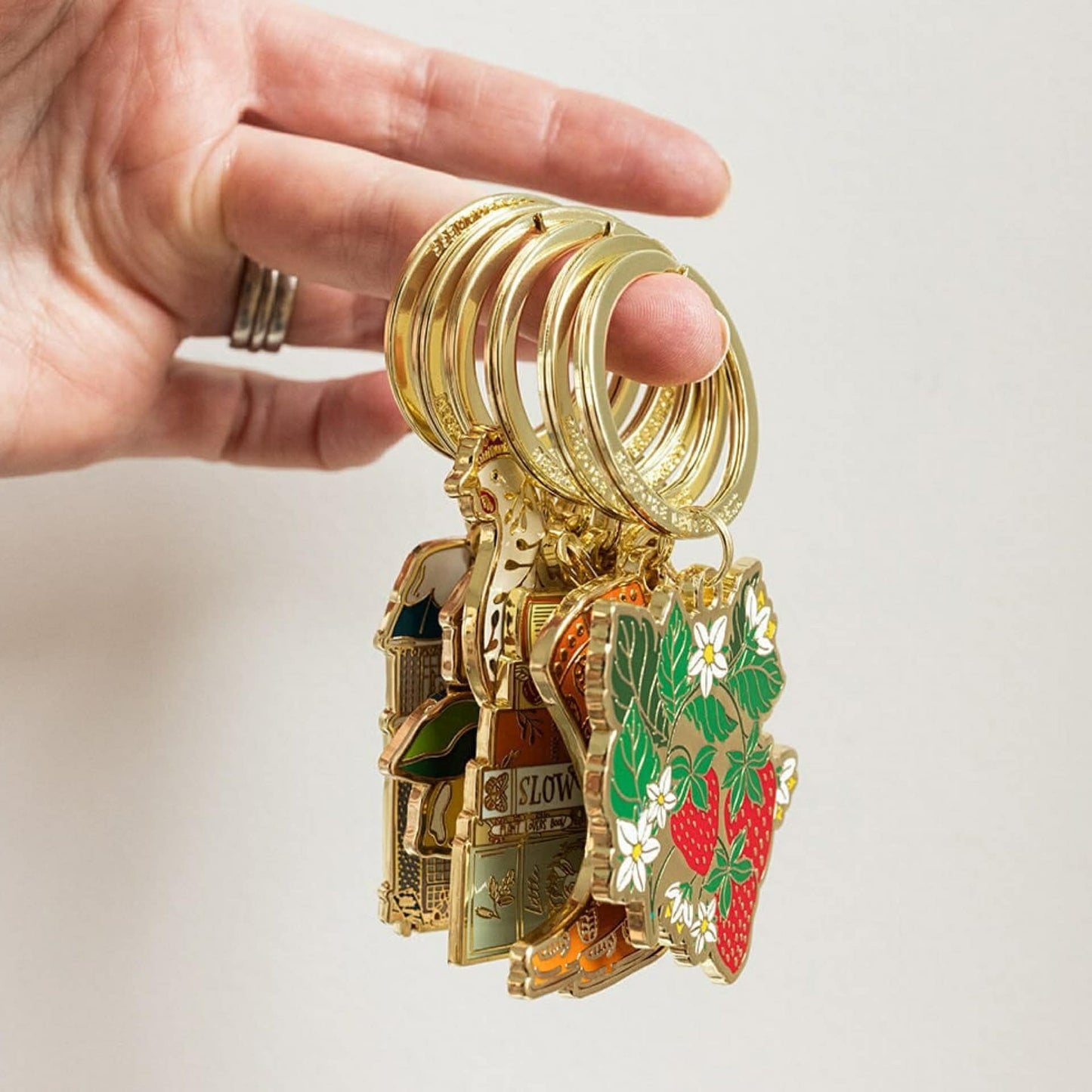 BESPOKE LETTERPRESS - Strawberries - Enamel Key Ring