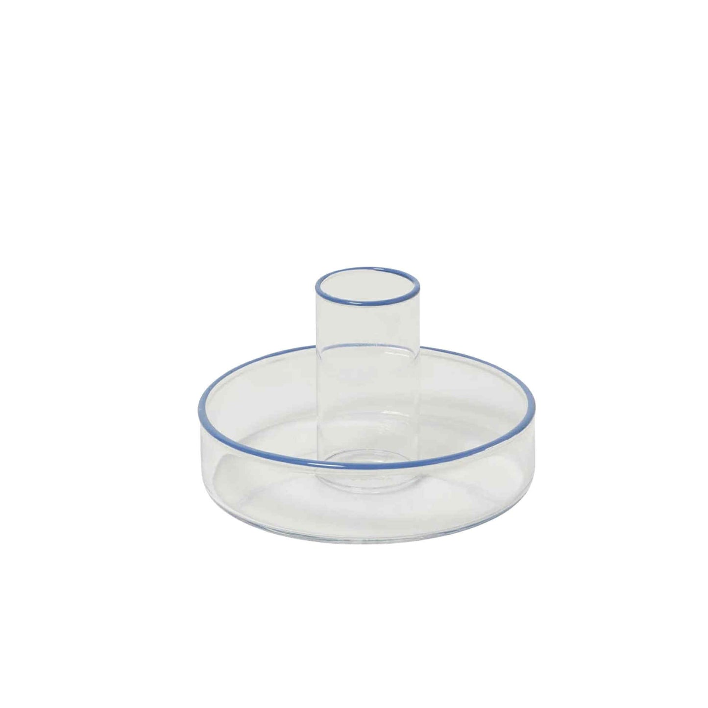 In The Roundhouse - Glass Taper Candle Holder Blue