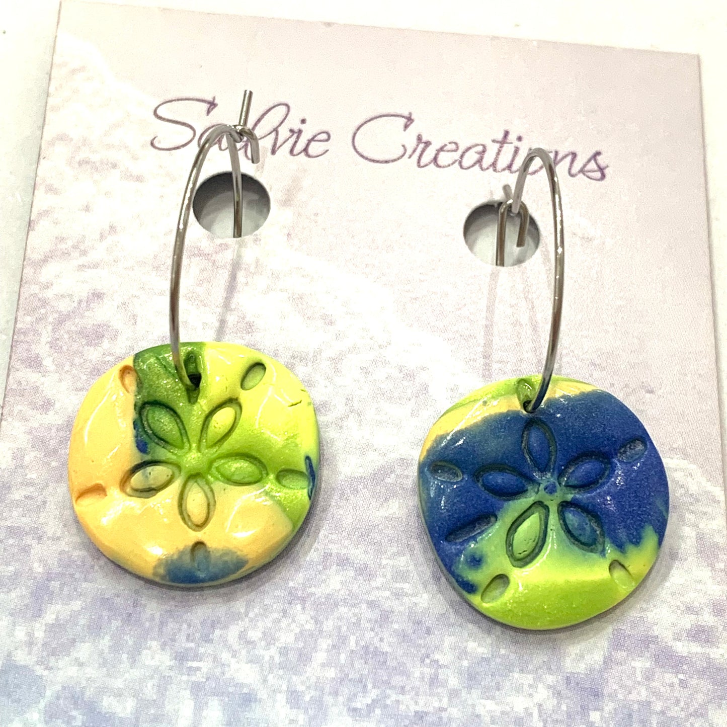 Sailvie Creations - Sand Dollar Hoop Dangle Earrings