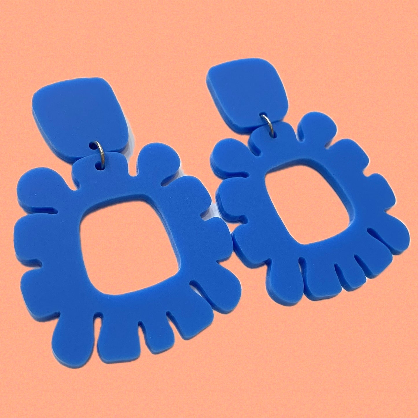 MAKIN' WHOOPEE - "Funky Flowers" - Statement Dangles - Mid Blue