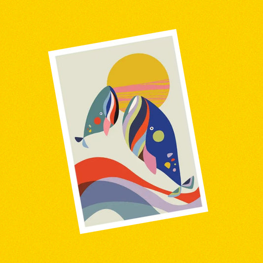 3 BIRDIES STUDIO- "Whales" A5 Art Print