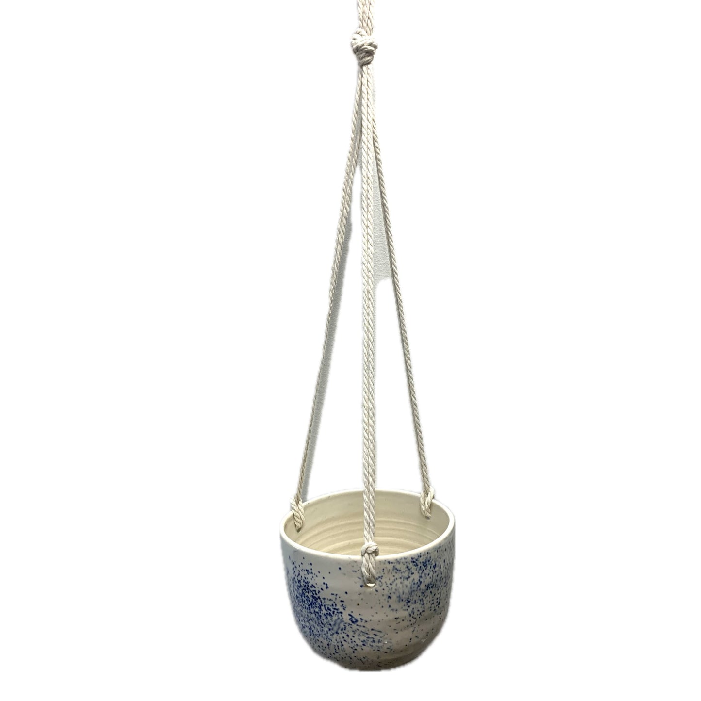 EARTH BY HAND- Blue & White Hanging Planter- #1