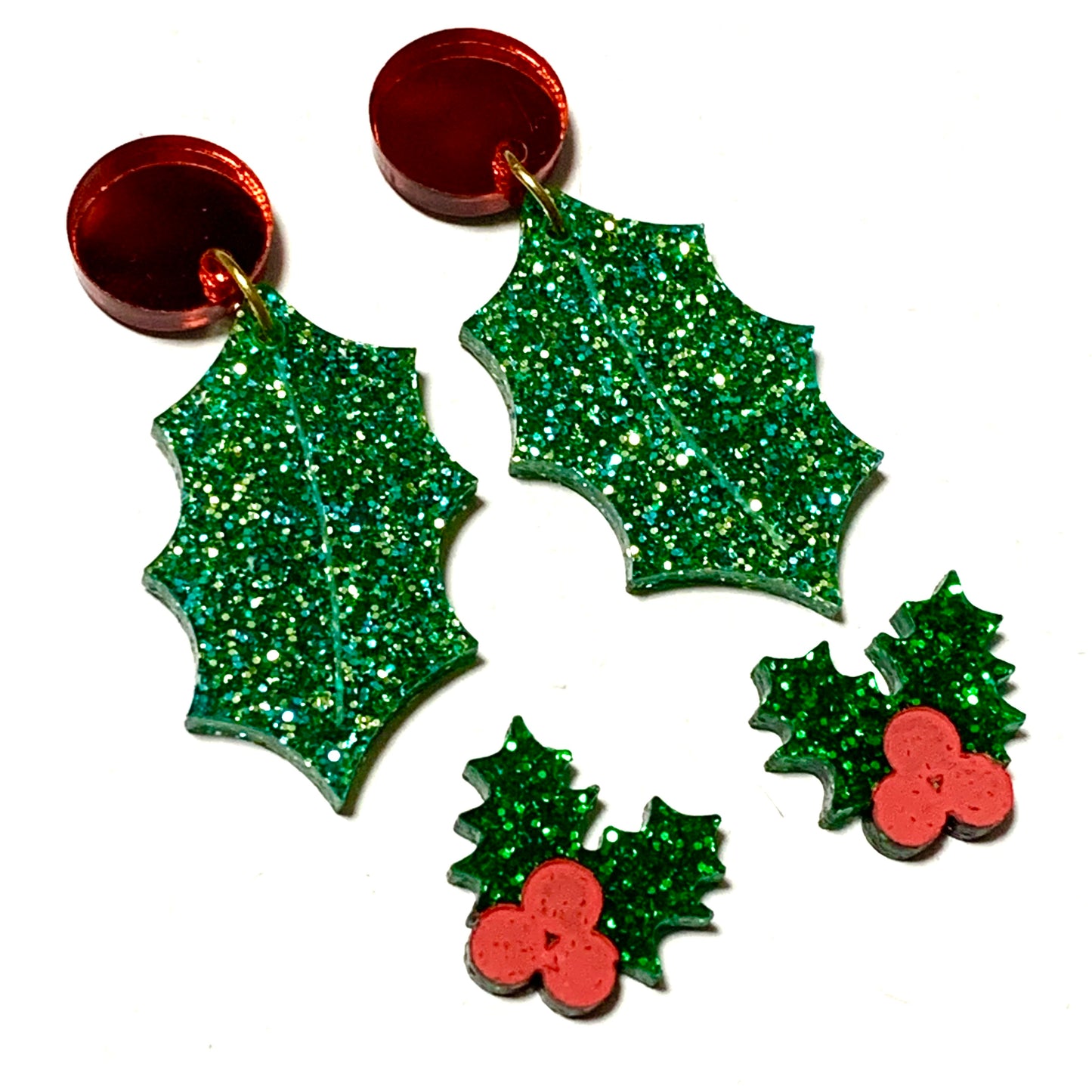 MAKIN' WHOOPEE - “Holly” CHRISTMAS SMALL STUD DANGLES