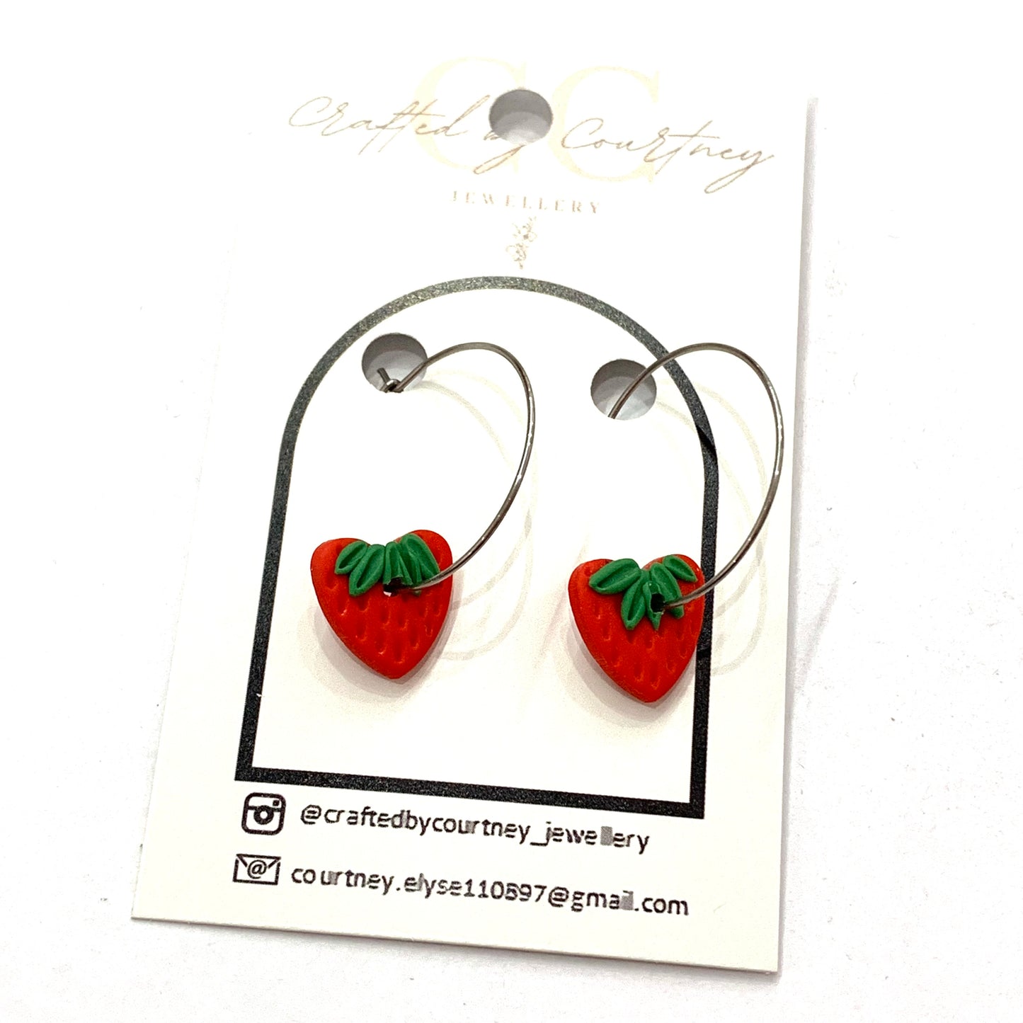 CRAFTED BY COURTNEY- Small Strawberry Hoop Earrings