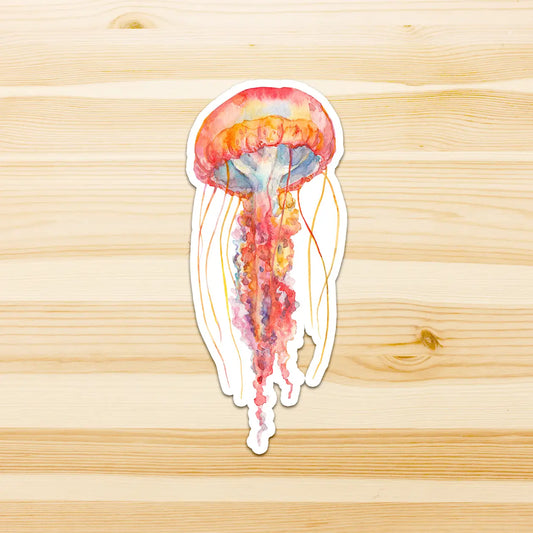 WATERCOLOURS BY CAT- Pink Jellyfish - Large Australian Marine Life Vinyl Stickers