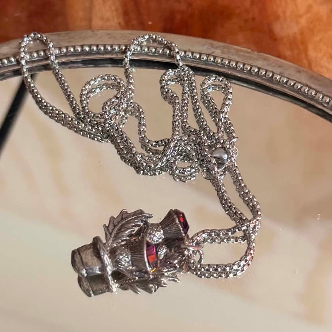 MOLLY MADE- Vintage Kilt Pin Thistle Pendant Necklace