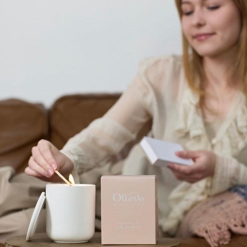OLIEVE AND OLIE- Bush Cucumber & Sea Salt- Ceramic Candle
