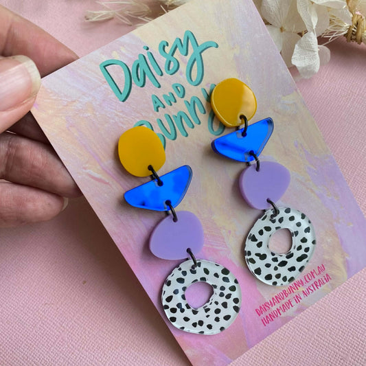 DAISY AND BUNNY - YELLOW, BLUE, LILAC AND DOTTY DANGLES