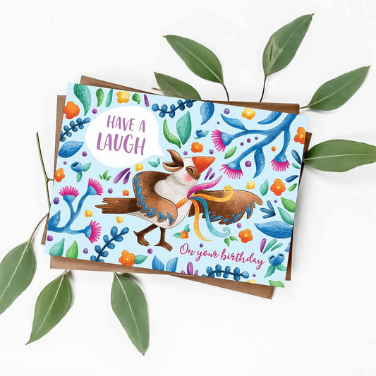 Stray Leaves- "Have  a Laugh" Kookaburra Birthday card