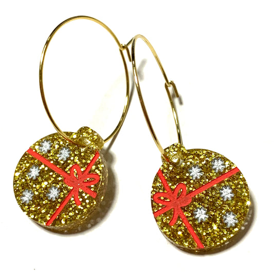 MAKIN' WHOOPEE - “Little Gold Bauble” CHRISTMAS HOOP DANGLES