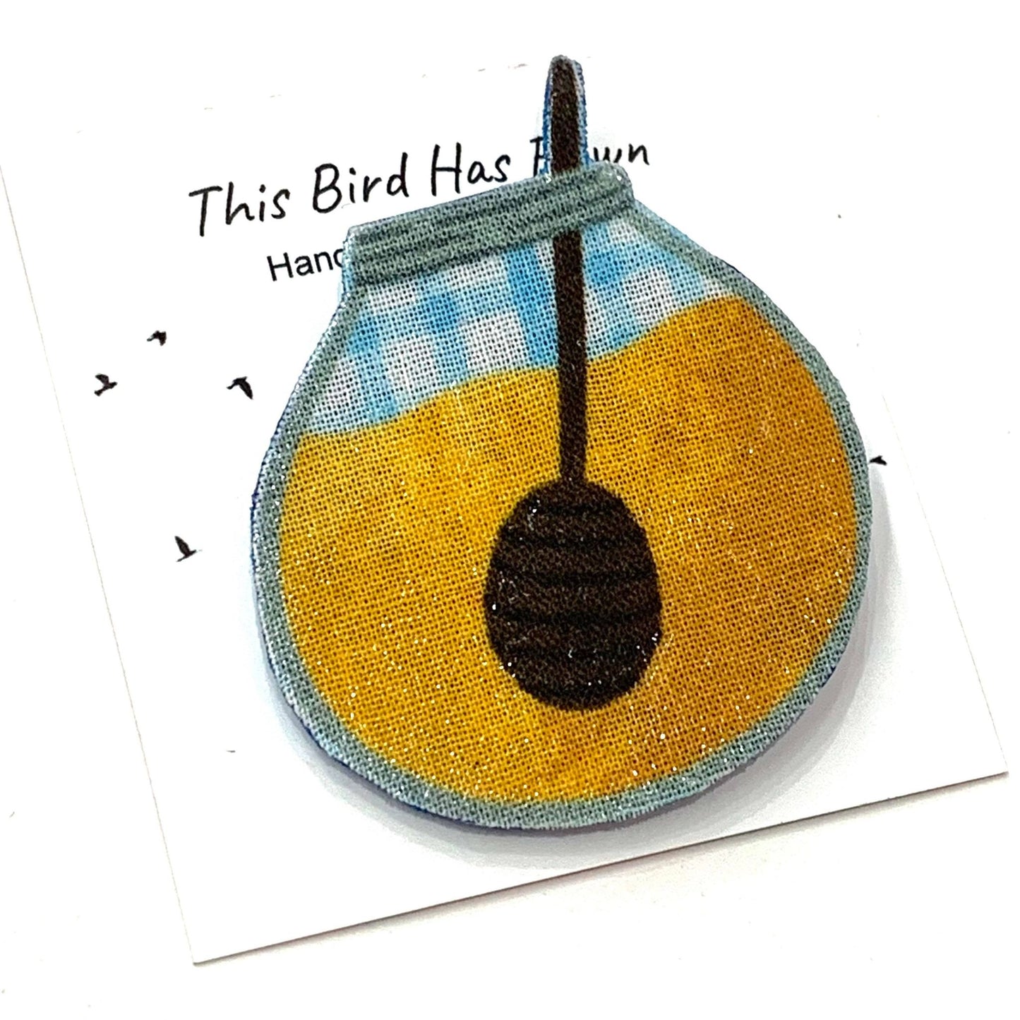 THIS BIRD HAS FLOWN- "Pickles & Preserves" Remnant Brooches- Honey Jar
