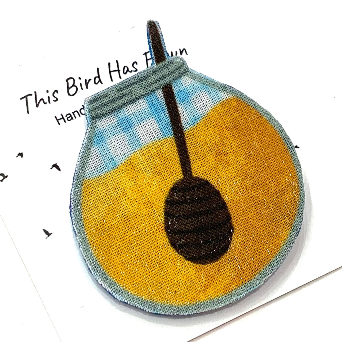THIS BIRD HAS FLOWN- "Pickles & Preserves" Remnant Brooches- Honey Jar