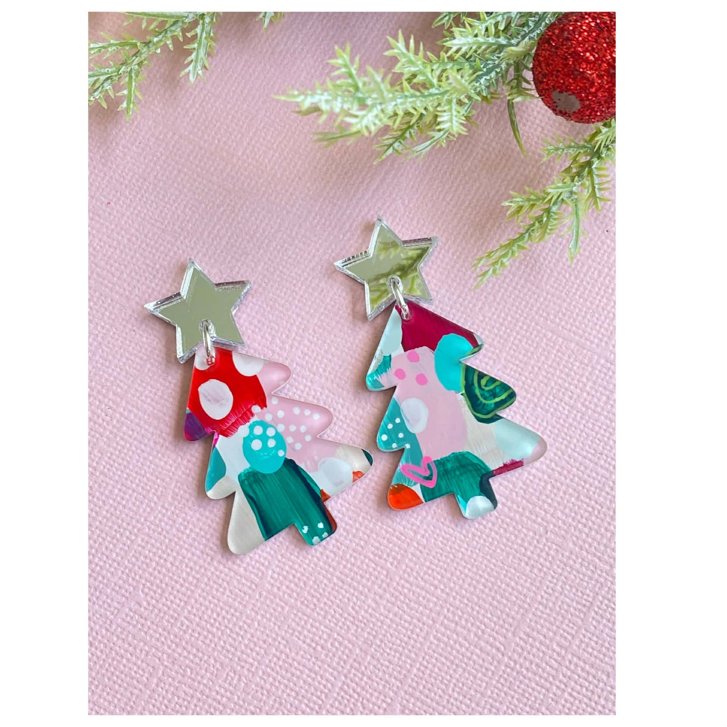 DAISY AND BUNNY - HANDPAINTED CHRISTMAS TREES - SILVER STAR
