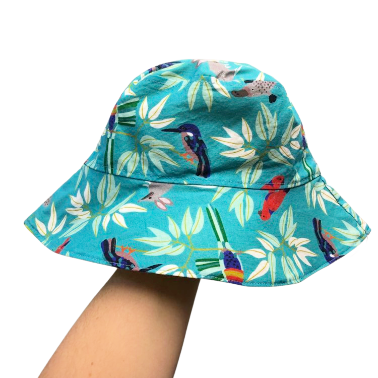 Teacups n Quilts- Australian Animals & Birds Fabric Hat in Green - Adult Size