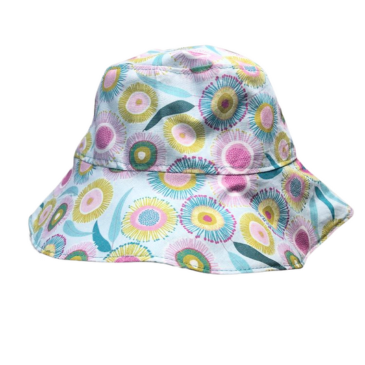 Teacups n Quilts- Pastel Blossoms Fabric Hat - Kids Size Large