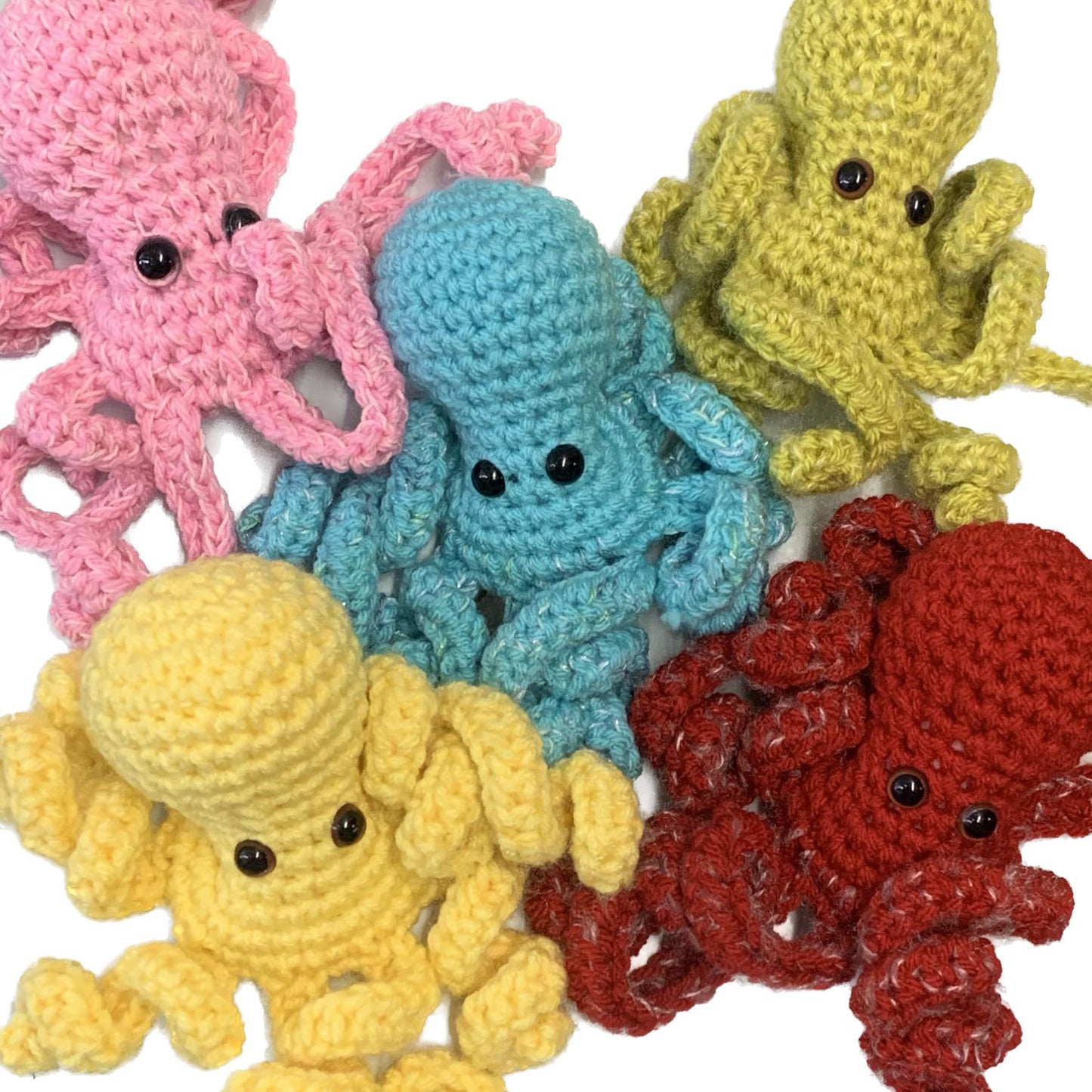 BEAKNITS- CROCHETED OCTOPUS - Light Pink with Pale Blue