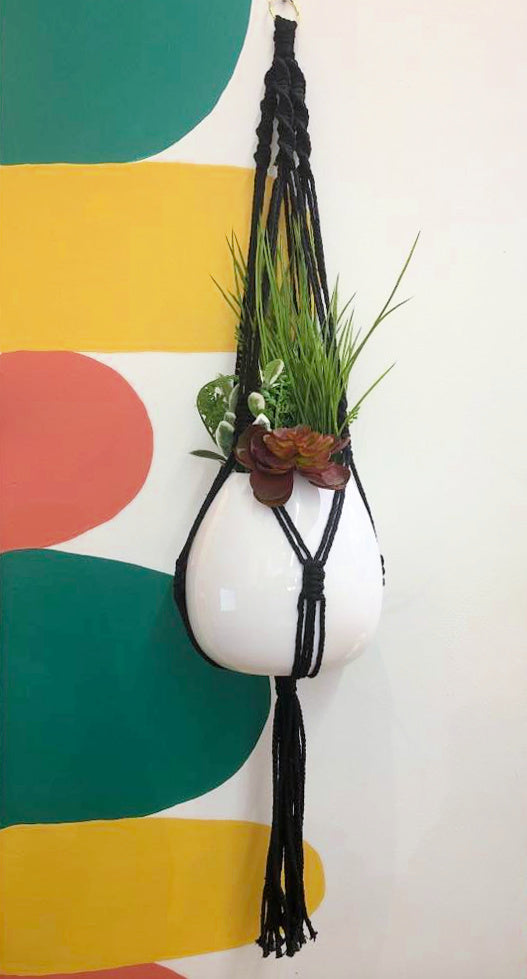 MAKIN' WHOOPEE - Macrame Pot Plant Hanger - Black