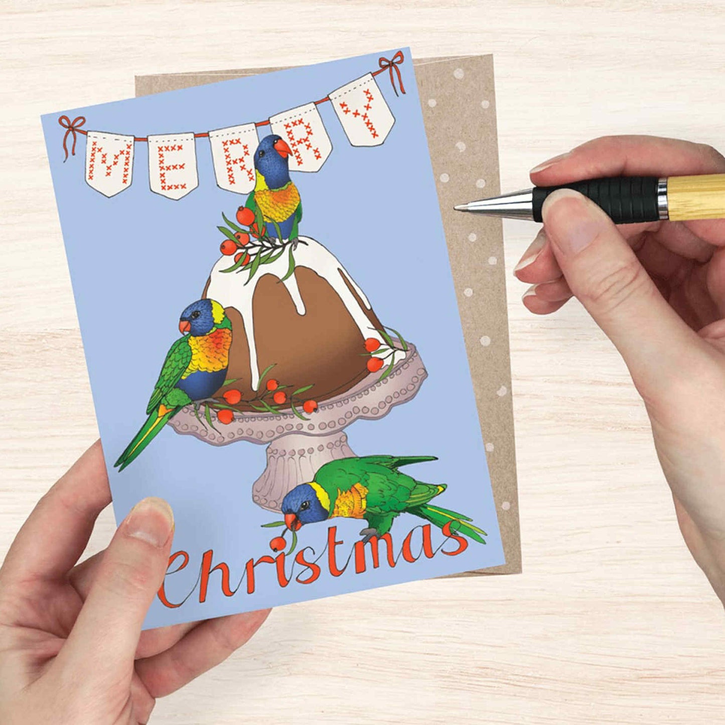 EARTH GREETINGS- Merry Lorikeets - Christmas Greeting Card - Victoria McGrane