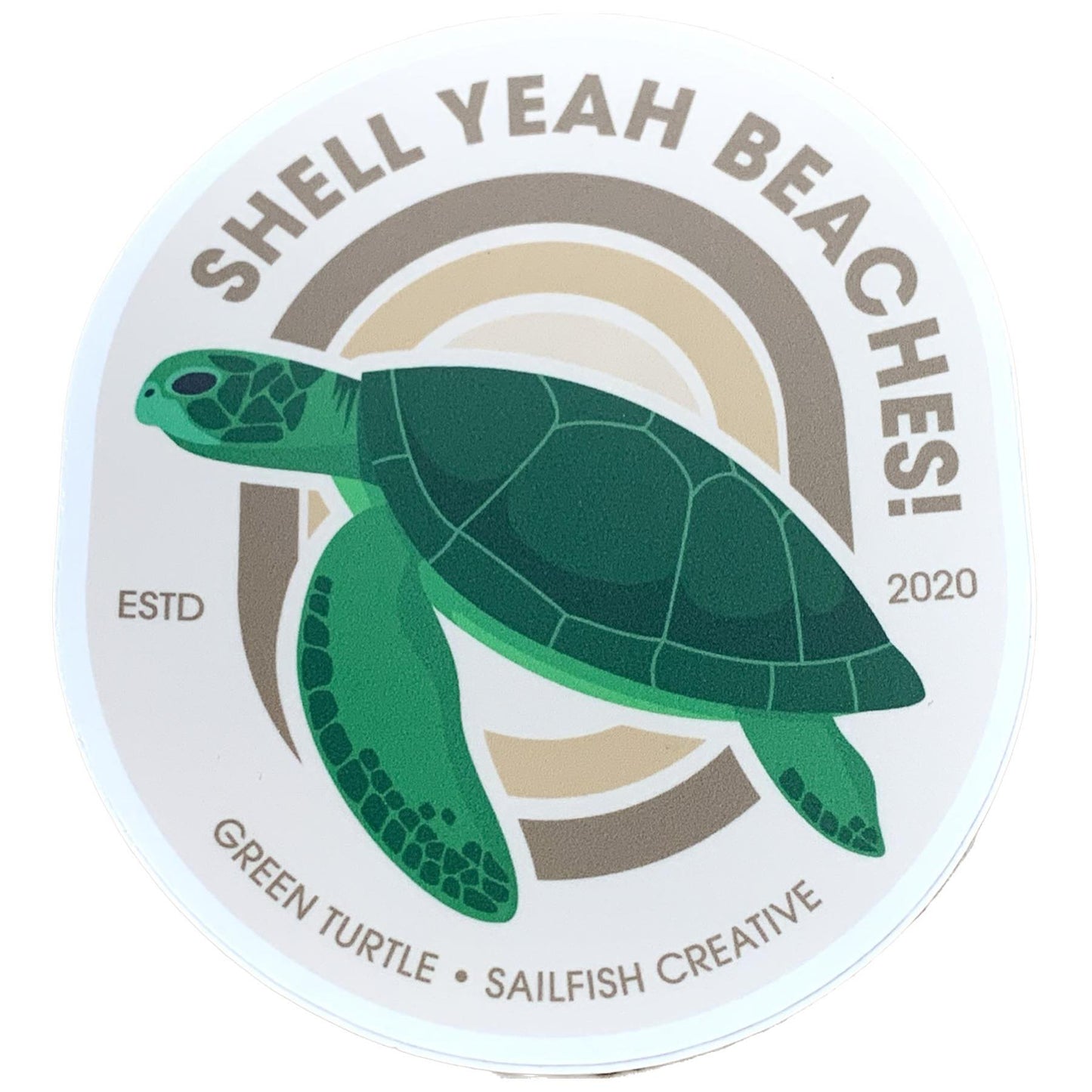 SAILFISH CREATIVE- "Shell Yeah Beaches" Turtle Pun Vinyl Sticker