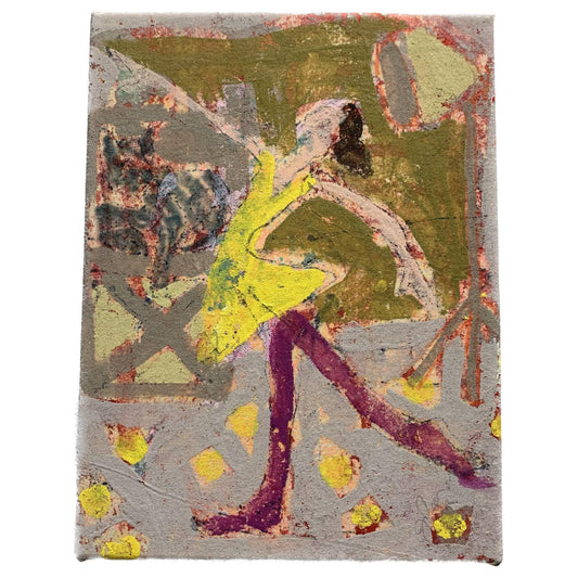 JULIE POULSEN ARTWORK - Dancing for the Dog #6 (Yellow Dress)
