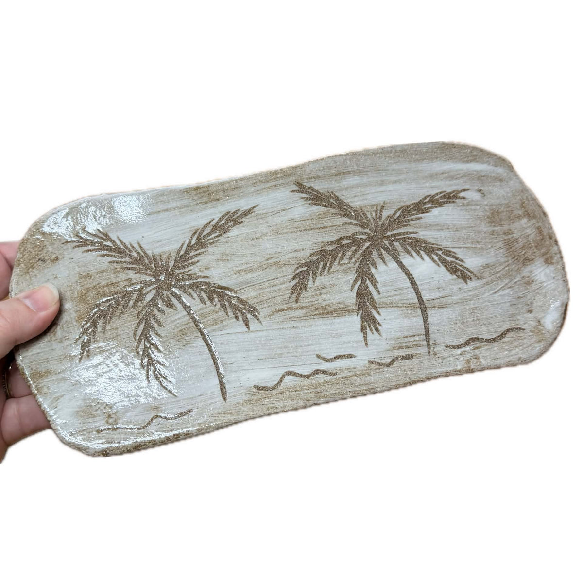 EARTH BY HAND- Hand Built "Palm Tree" Platter