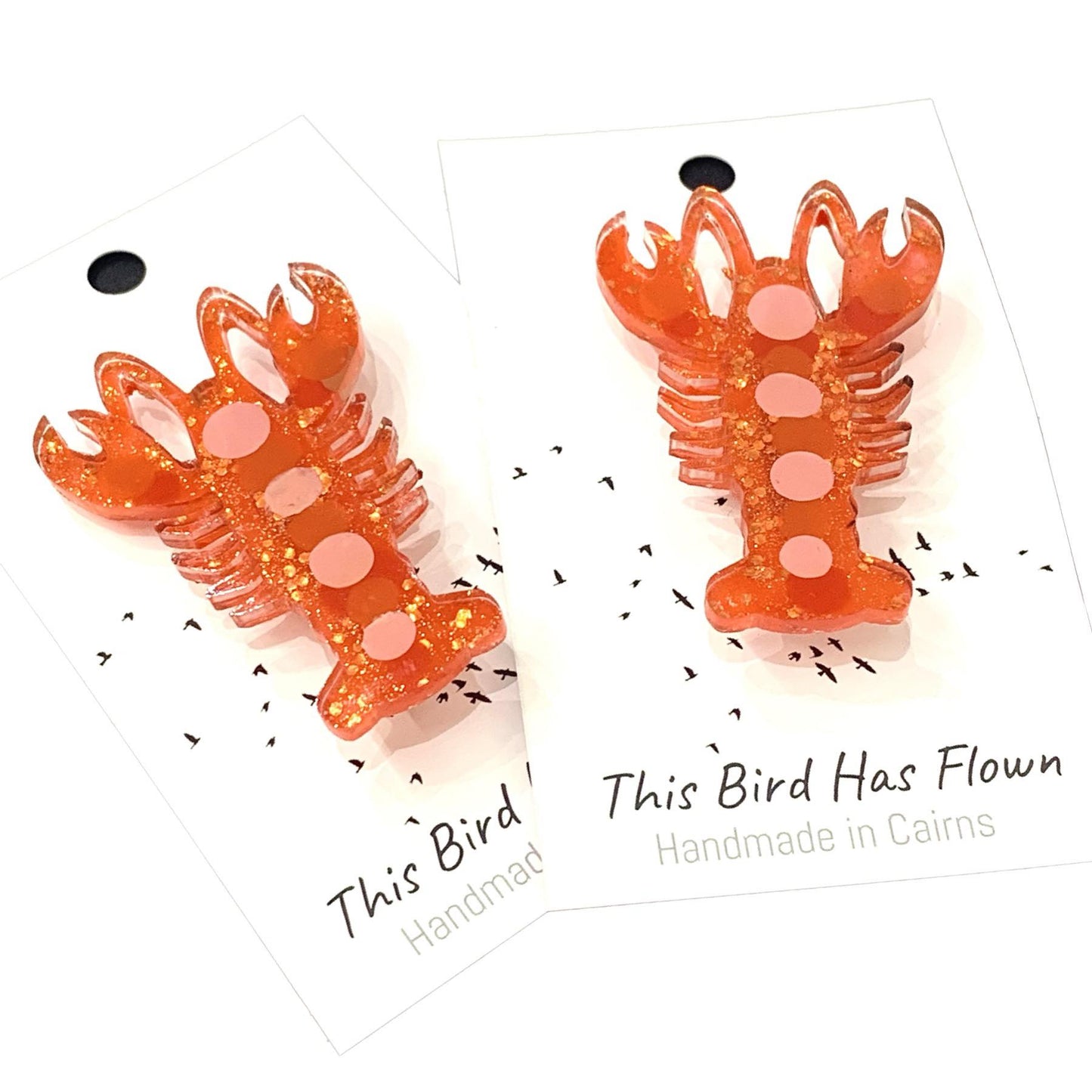 THIS BIRD HAS FLOWN- Lobster Handpainted Brooch