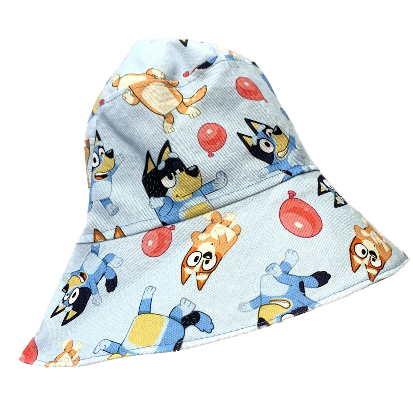 Teacups n Quilts- Bluey & Bingo Balloons Fabric Hat- Adult Size